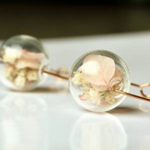 Blüten Ohrringe Hortensien in Glasperlen Bild 4