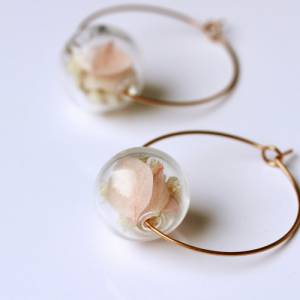 Blüten Ohrringe Hortensien in Glasperlen Bild 6