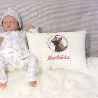 Geburtsgeschenk Baby, Namenskissen Geburtstag Mädchen Kissen, personalisiertes Kinderkissen, besticktes Pferdekissen Bild 4