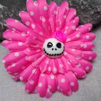 Skull Jack Haarspange Haarklammer polka dots  Stoff Rose  Blume rosa / pink Bild 1