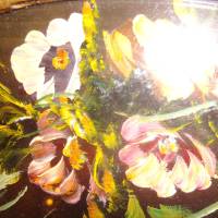 Ölgemälde Miniatur Gemälde Blumen Landhaus Cottage Bild 5