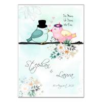 Poster für Paare Personalisiert mit Namen Geschenk Hochzeit Jahrestag Vogelpaar Din A4 Bild 1