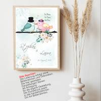 Poster für Paare Personalisiert mit Namen Geschenk Hochzeit Jahrestag Vogelpaar Din A4 Bild 4