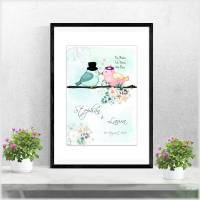 Poster für Paare Personalisiert mit Namen Geschenk Hochzeit Jahrestag Vogelpaar Din A4 Bild 6