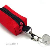 Schlüsselanhänger boxybag ROT mit Reißverschluß schwarz, Kosmetik Kleingeld Kopfhörer, by BuntMixxDESIGN Bild 1