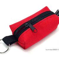 Schlüsselanhänger boxybag ROT mit Reißverschluß schwarz, Kosmetik Kleingeld Kopfhörer, by BuntMixxDESIGN Bild 3