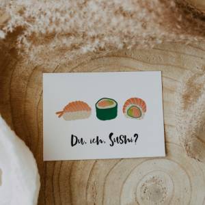 Postkarte Sushi A6 Einladung Sushi - Gutschein Sushi essen - Einladungskarte Freundin - Geschenkidee beste Freundin Bild 5