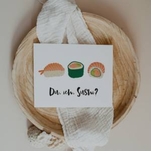 Postkarte Sushi A6 Einladung Sushi - Gutschein Sushi essen - Einladungskarte Freundin - Geschenkidee beste Freundin Bild 7