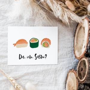 Postkarte Sushi A6 Einladung Sushi - Gutschein Sushi essen - Einladungskarte Freundin - Geschenkidee beste Freundin Bild 8