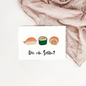 Postkarte Sushi A6 Einladung Sushi - Gutschein Sushi essen - Einladungskarte Freundin - Geschenkidee beste Freundin Bild 9