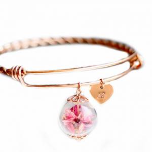 Personalisierter Armreif Blüten Perle Initial Schmuck Personalisiertes Geschenk Bild 2
