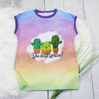 Easy Peasy T-Shirt | Kakteen -Du bist spitze- | Sommershirt | handmade | hellgrün | lila Bild 1