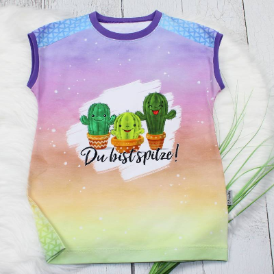 Easy Peasy T-Shirt | Kakteen -Du bist spitze- | Sommershirt | handmade | hellgrün | lila