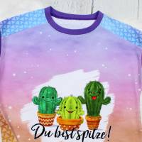 Easy Peasy T-Shirt | Kakteen -Du bist spitze- | Sommershirt | handmade | hellgrün | lila Bild 3