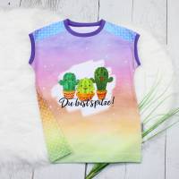Easy Peasy T-Shirt | Kakteen -Du bist spitze- | Sommershirt | handmade | hellgrün | lila Bild 6