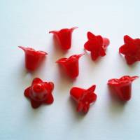 20x Opake Acryl Perlen Blumen Trompete Rot Bild 2