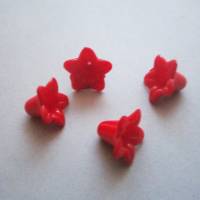20x Opake Acryl Perlen Blumen Trompete Rot Bild 3
