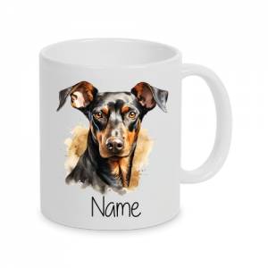 Dobermann -Personalisierte Tasse Hunderasse -  Individuell gestaltbar mit Namen oder Wunschtext -6 Varianten Bild 1