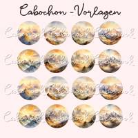 Cabochon Vorlagen -  Goldene Berge Landschaften - 10 mm, 12 mm, 14 mm und 25 mm Bild 3