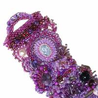 Armband pink lila Unikat handgemacht aus Perlmutt und Glas im Ibiza stil Beerentöne Bild 7