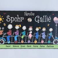 Klingelschild aus Schiefer mit Familie auf Fahrrad personalisiert mit Namen und Figuren, Schieferschild, Klingelplatte Bild 7