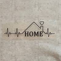 Bügelbild - Herzlinie / Herzschlag mit Haus | Home - viele mögliche Farben Bild 1