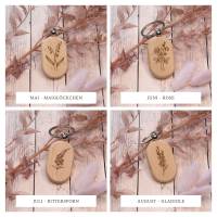Schlüsselanhänger Geburtsblume / Schlüsselanhänger aus Holz / Besondere Geschenkidee Bild 3