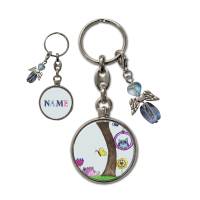 Metall Schlüsselanhänger mit Name und Eule Motiv | abnehmbarer Schutzengel in 3 Farben zur Auswahl Bild 1