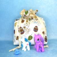 Krimskramsbeutel (M) mit bunten Osterhasen | Spielzeugbeutel für Kinder | Geschenkbeutel für Ostern Bild 3