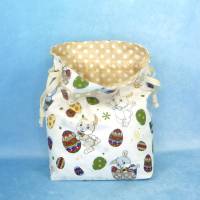 Krimskramsbeutel (M) mit bunten Osterhasen | Spielzeugbeutel für Kinder | Geschenkbeutel für Ostern Bild 5