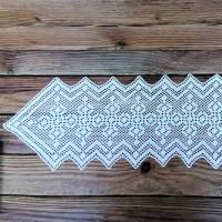 Häkeldeckchen Häkeldecke Decke Tischläufer weiß Handarbeit häkeln 80 cm Bild 3