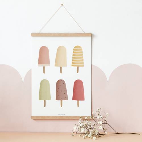Poster Eis Kinderzimmer A4 / A3 Kinderposter Sommer - Babyzimmer Poster - Poster buntes Eis - Geschenk Geburt