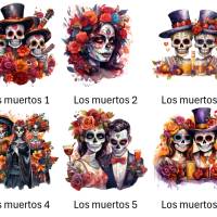 Bügelbilder Bügelmotiv Dia de los Muertos Tag der Toten Skelett La Catrina Mexiko Höhe 10cm Bild 2