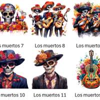 Bügelbilder Bügelmotiv Dia de los Muertos Tag der Toten Skelett La Catrina Mexiko Höhe 10cm Bild 3