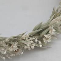 Haarkranz aus Trockenblumen weiß natur grün, Accessoire für Hochzeit, Kommunion, zum Dirndl Bild 5
