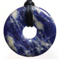 Sodalith (Donut) | Halskette mit Band --- Stein-Größe: 29 mm Bild 1