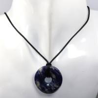 Sodalith (Donut) | Halskette mit Band --- Stein-Größe: 29 mm Bild 2
