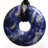 Sodalith (Donut) | Halskette mit Band --- Stein-Größe: 29 mm Bild 3