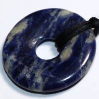 Sodalith (Donut) | Halskette mit Band --- Stein-Größe: 29 mm Bild 4