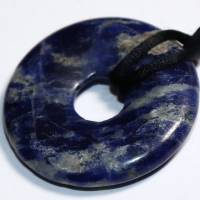 Sodalith (Donut) | Halskette mit Band --- Stein-Größe: 29 mm Bild 5