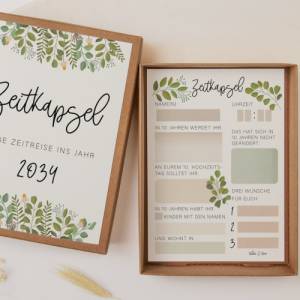 Zeitkapsel Hochzeit zum Ausfüllen Eukalyptus Karten in A6 - kreative Alternative zum Gästebuch - Fragekarten Ausfüllen Bild 2