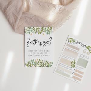 Zeitkapsel Hochzeit zum Ausfüllen Eukalyptus Karten in A6 - kreative Alternative zum Gästebuch - Fragekarten Ausfüllen Bild 7
