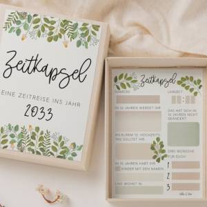 Zeitkapsel Hochzeit zum Ausfüllen Eukalyptus Karten in A6 - kreative Alternative zum Gästebuch - Fragekarten Ausfüllen Bild 9