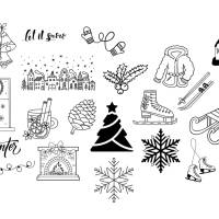 Winterliche Illustrationen Bundle  - Plotterdatei - SVG Download Datei - Basteln - DIY - Cricut Bild 2