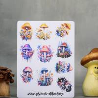 Stickersheet / Stickerbogen Magische Pilze 10 Sticker pro Blatt Bild 1