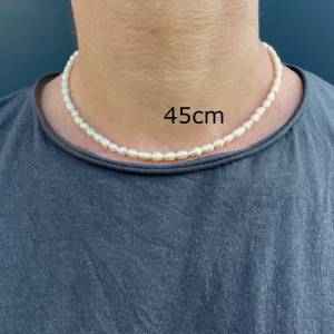 Süßwasserperlen Halskette unisex eine Naturperlenkette als Perlen Choker oder Perlenkette als modernes Geschenk für ihn Bild 6