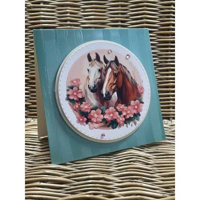 Grußkarte - mit Pferdepärchen -  Valentinstag - Hochzeit - Verlobung - Geburtstag - Freundschaft - handmade