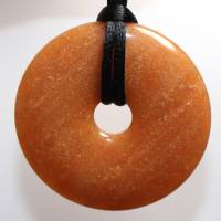 Aventurin (Donut) | Halskette mit Band --- Stein-Größe: 45 mm Bild 1