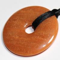 Aventurin (Donut) | Halskette mit Band --- Stein-Größe: 45 mm Bild 4