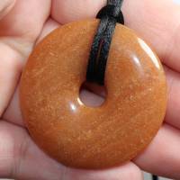 Aventurin (Donut) | Halskette mit Band --- Stein-Größe: 45 mm Bild 6